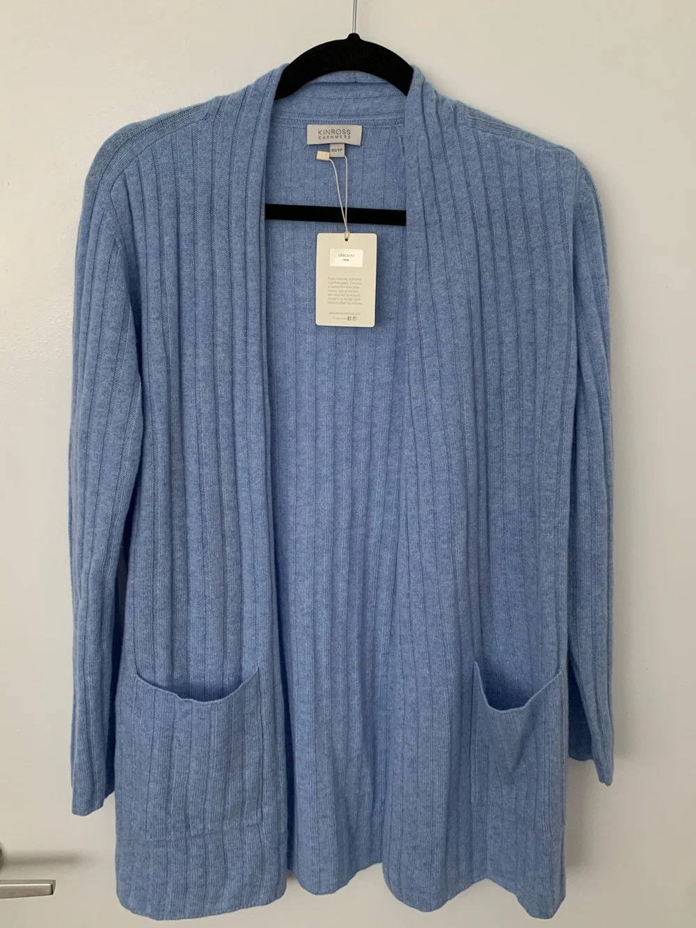 Kinross Cashmere Women's Easy Rib Cardigan Periwrinkle NWT